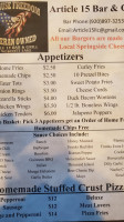 Article 15 Grill menu