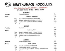 Kulturní Dům Kozolupy menu