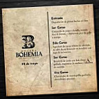 Bohemia Cocina En Movimiento menu