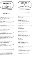 George Violet's Steakhouse menu