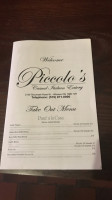 Piccolo's Pizza And Pasta House menu