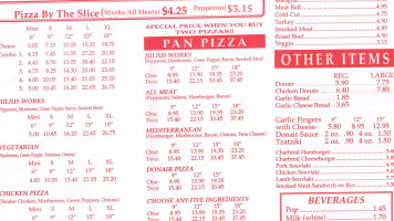 Julius Pizza menu