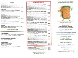 Latin American Deli menu