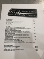 The Brick Bistro Brew menu