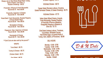 D N Deli menu