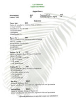 Las Palmeras menu