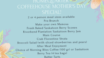 Homequarter Coffeehouse Bakery menu