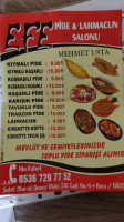 Efe Pide Lahmacun Salonu menu