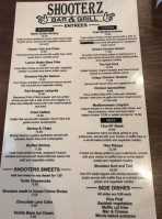 Shooterz Scratch Kitchen menu