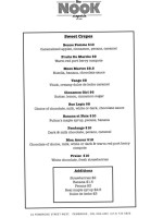 The Nook Creperie Inc menu