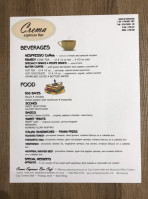 Crema Espresso menu