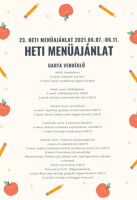 Garta Vendéglő menu