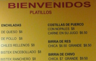 Alex's Tacos Birrieria menu