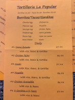 Las Maria’s Cocina Mexicana menu