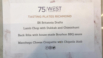 75 West Coast Grill Vancouver Airport Marriott menu