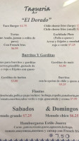 Taqueria El Dorado menu