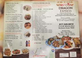 Dragon Express menu