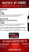 Ruth's Chris Steak House menu