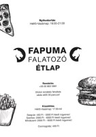 Fapuma Falatozó menu