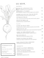 La Table de Fermiere menu