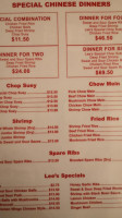 Lee's Restaurant menu