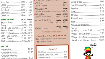 Jamrock Irie Jerk menu