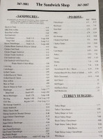 The Sandwich Shop menu