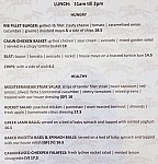 The Racing Cafe menu