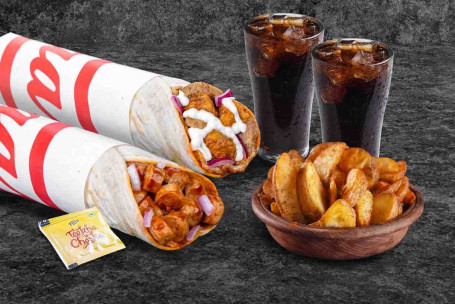 (Voor 2 Personen) Gerookte Worst Bhuna Chicken Overload Wraps Maaltijd