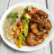 Brown Rice Served With Chilli Prawns Sauteed Veggies