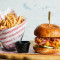 Cajun Spiced Chicken Burger And Fries (Grilled)